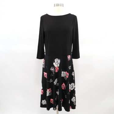 Vintage Floral Black White Red Stretch Leota Fit … - image 1