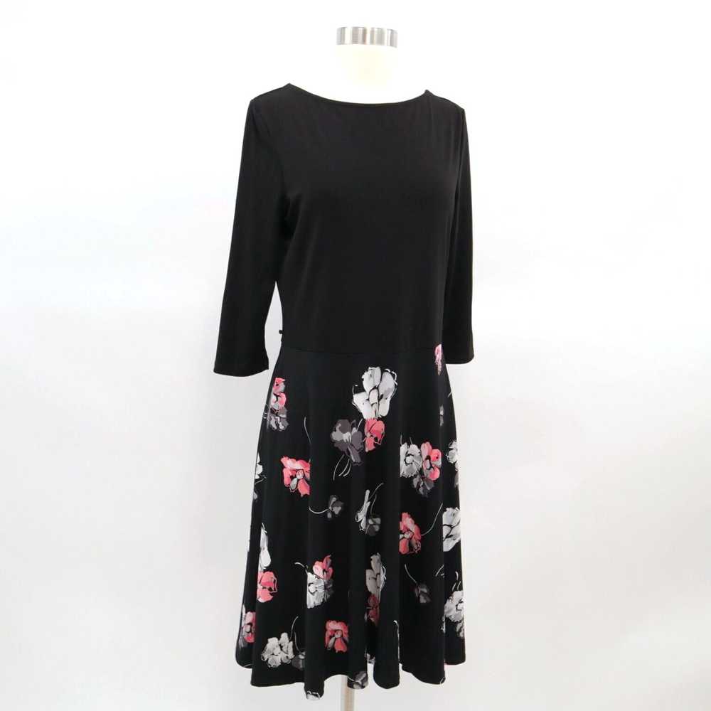 Vintage Floral Black White Red Stretch Leota Fit … - image 3