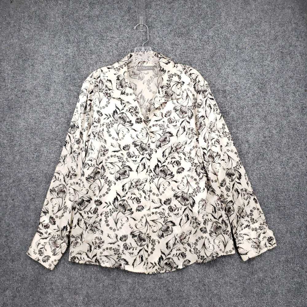 Vintage Silk Floral Patterned Collared Buttoned U… - image 1