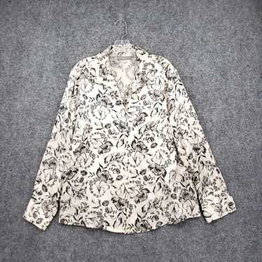 Vintage Silk Floral Patterned Collared Buttoned U… - image 1