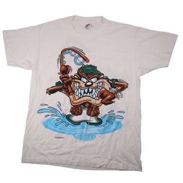 Looney Tunes Bugs Taz Freeze 90s Vintage All Over Print Gone Fishing Tee store XL