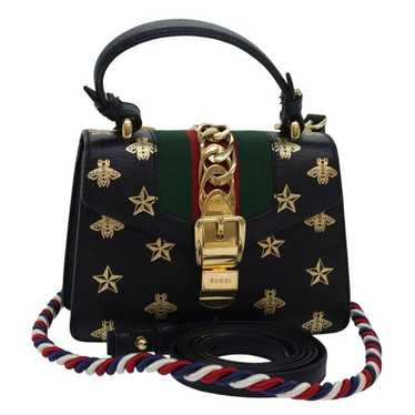 Gucci GUCCI Web Sherry Line Silvi Hand Bag Leather