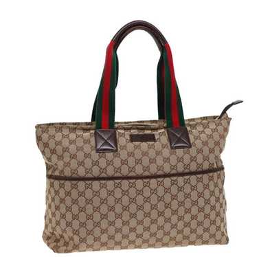 Gucci GUCCI GG Canvas Web Sherry Line Tote Bag Be… - image 1