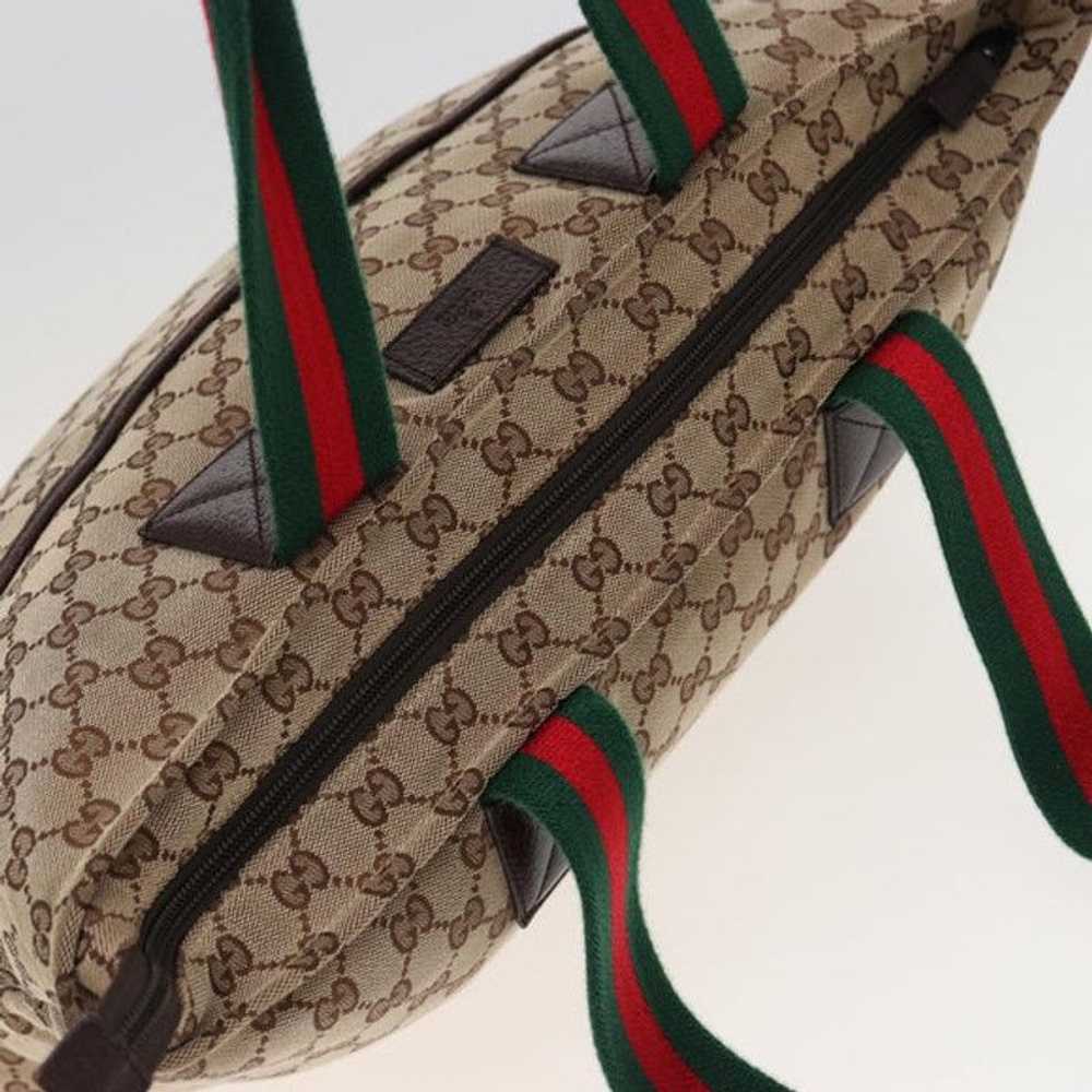 Gucci GUCCI GG Canvas Web Sherry Line Tote Bag Be… - image 6