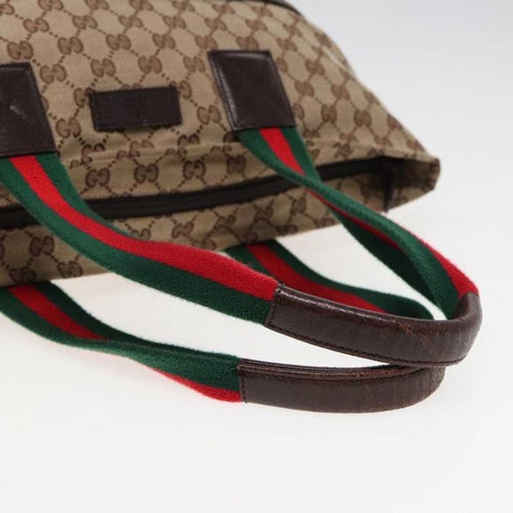 Gucci GUCCI GG Canvas Web Sherry Line Tote Bag Be… - image 7