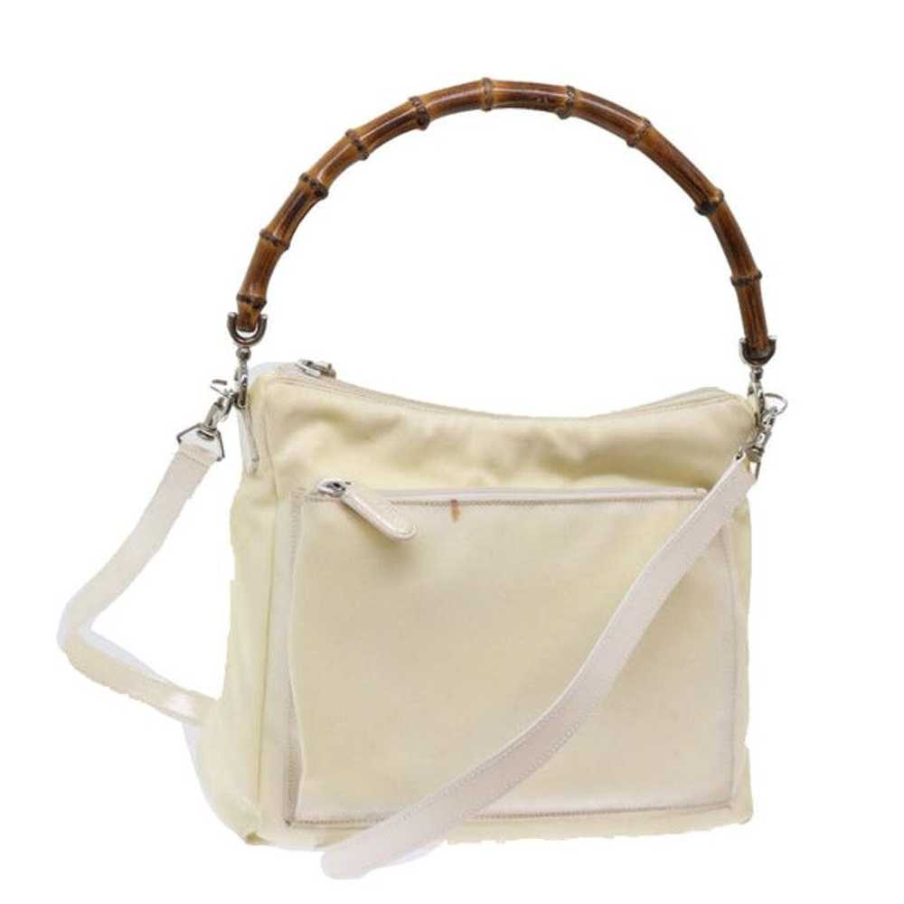 Gucci GUCCI Bamboo Hand Bag Nylon Cream 000 2032 … - image 1