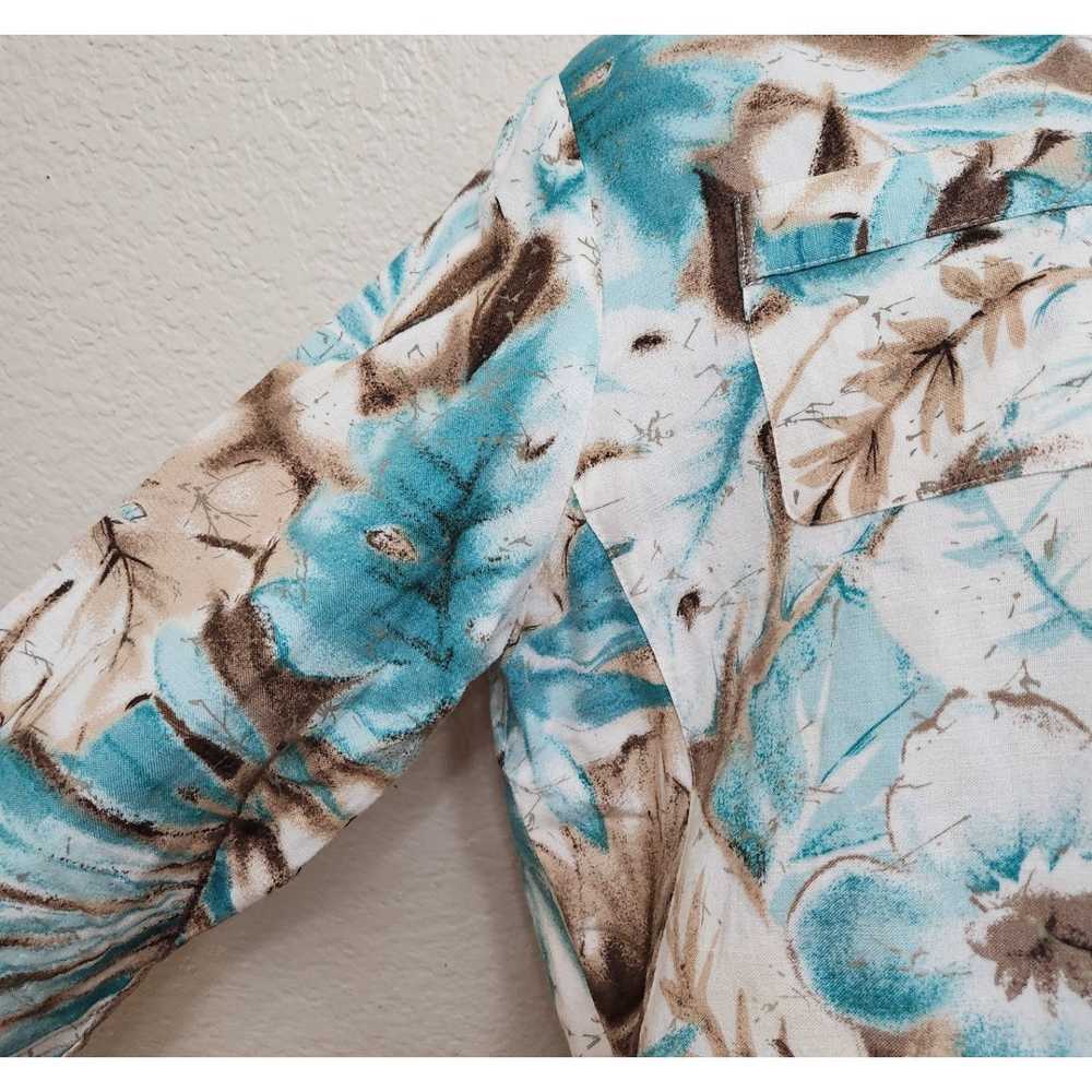 Other VTG Alfred Dunner Teal Tan Floral Print But… - image 2