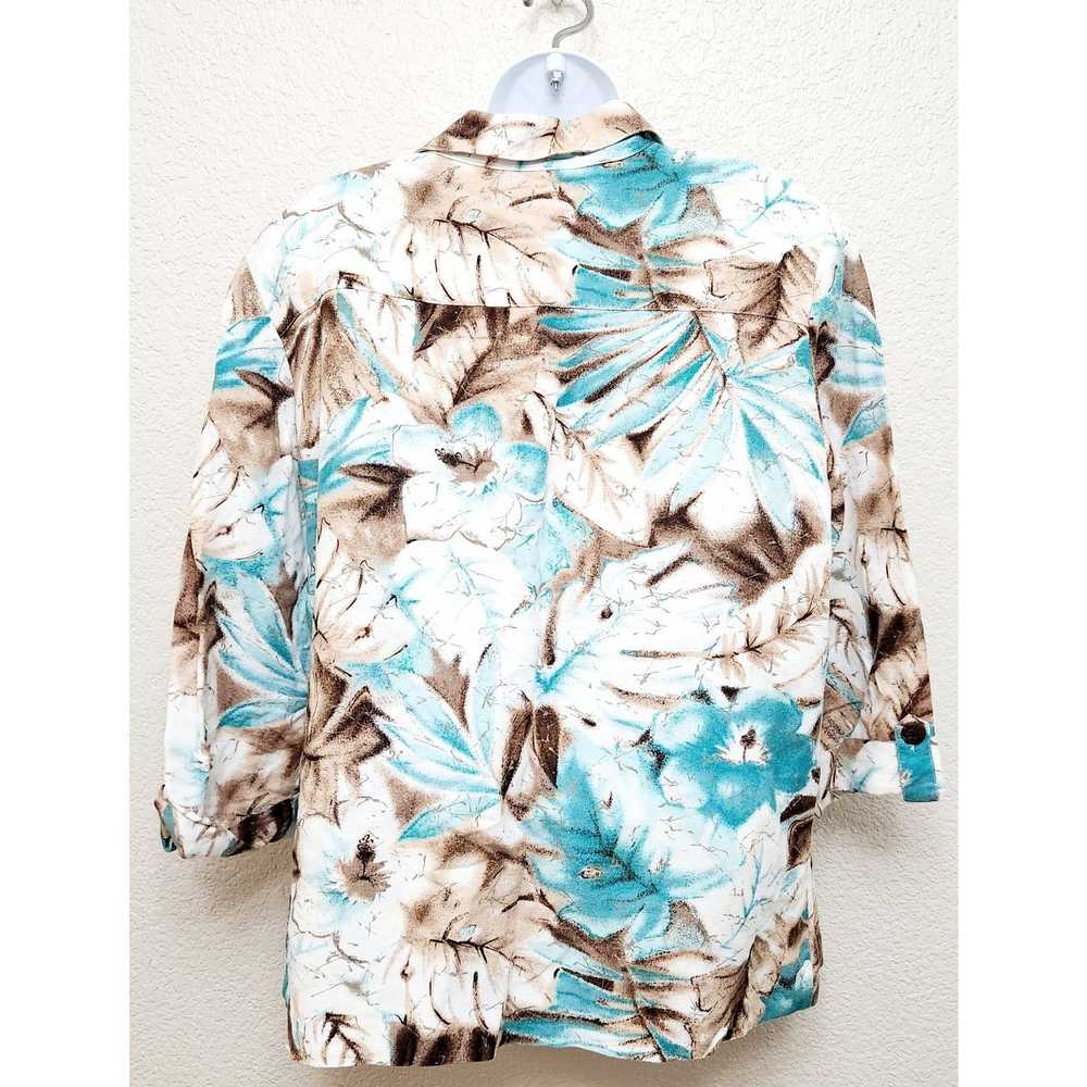 Other VTG Alfred Dunner Teal Tan Floral Print But… - image 4