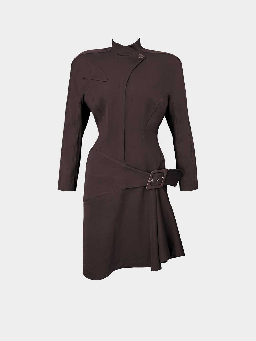 Thierry Mugler 1990s Dark Brown Wool Asymmetrical… - image 1