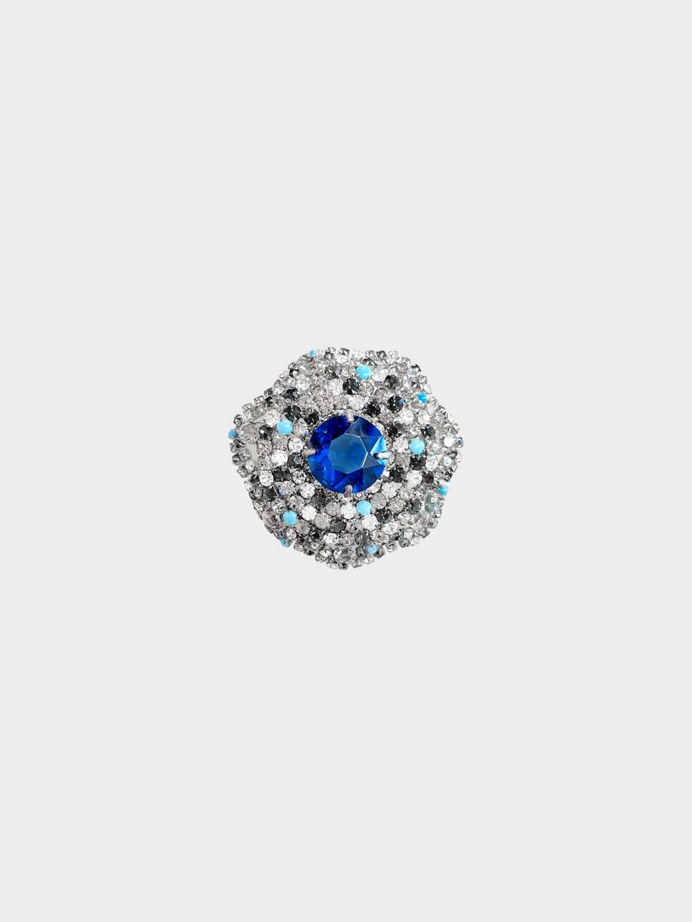 Christian Dior 1961 Blue and Silver Rhinestone Em… - image 1