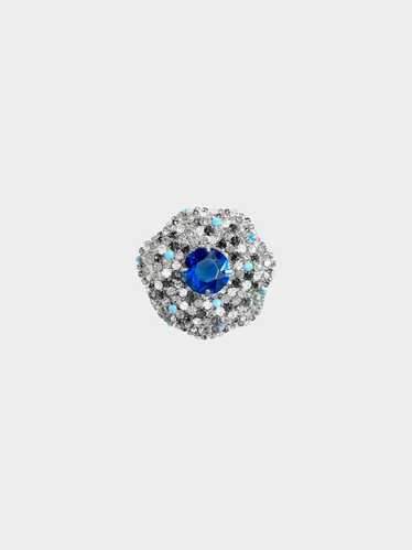 Christian Dior 1961 Blue and Silver Rhinestone Em… - image 1