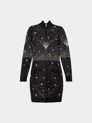 Chanel 2021 Coco Neige Black Logo Knit Dress