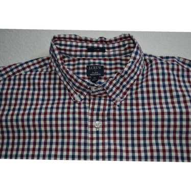 Vintage Mens XL Slim Fit Cotton Red Blue Plaid Dre