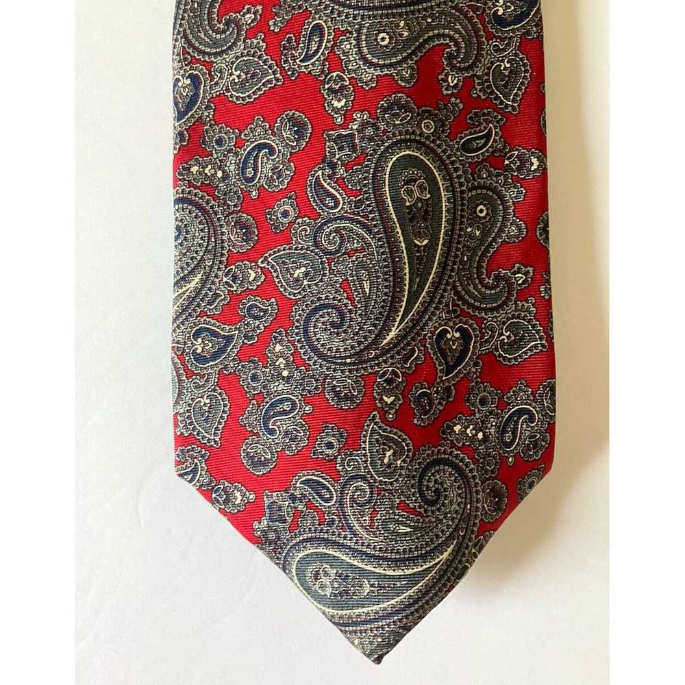 Vintage Silk Satin Red Large Paisley Patterned Me… - image 1