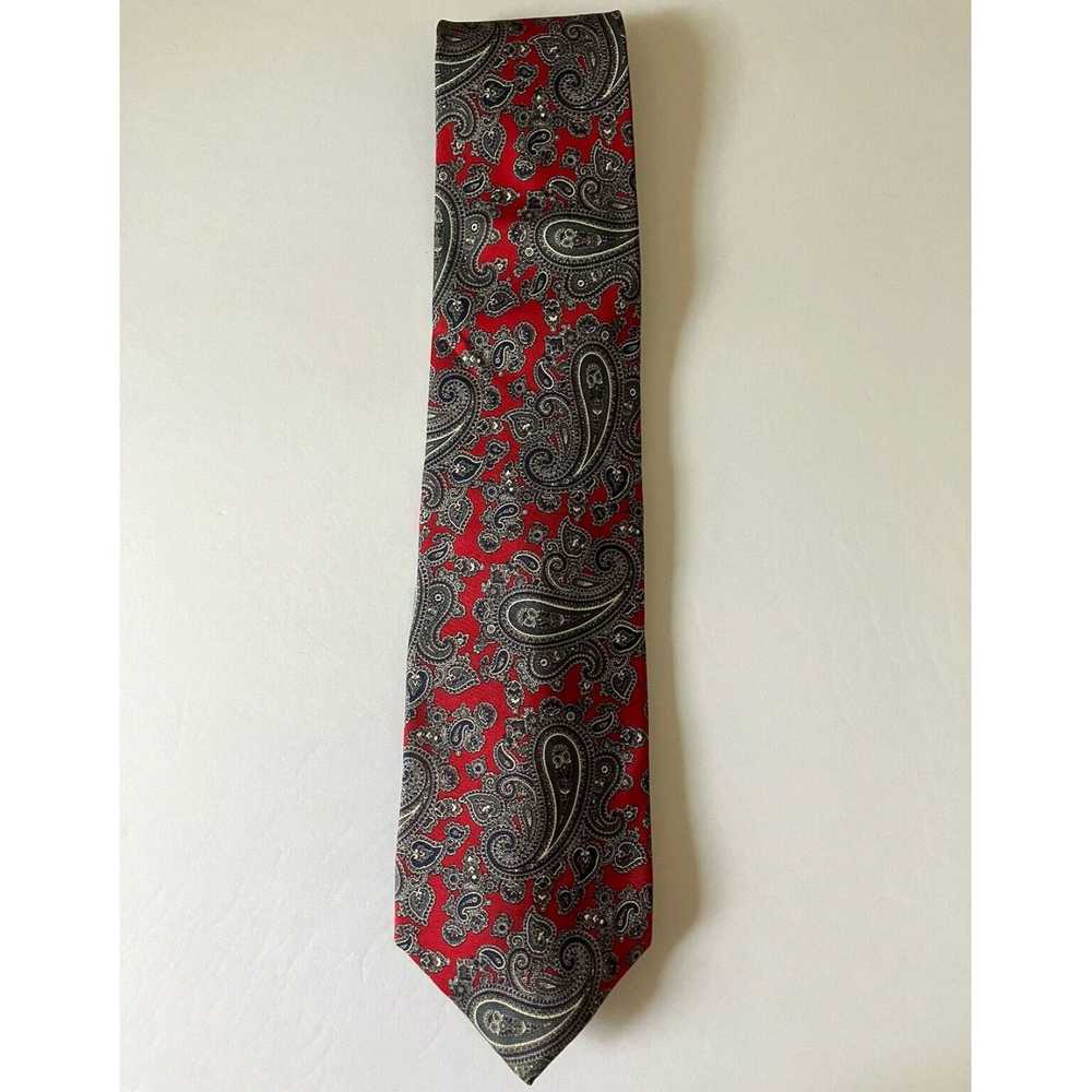 Vintage Silk Satin Red Large Paisley Patterned Me… - image 2