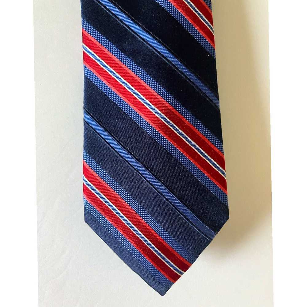 Vintage Silk Woven Stripe Men's Necktie in Blue R… - image 1