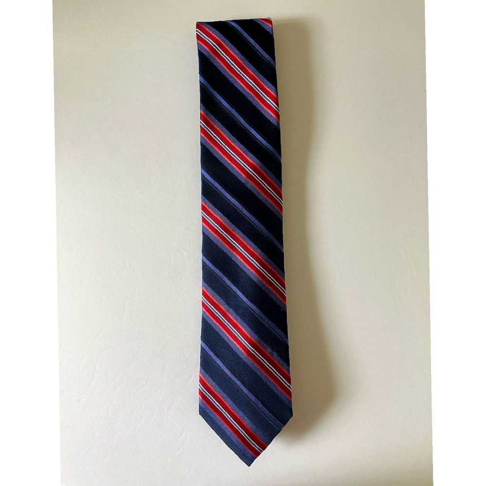 Vintage Silk Woven Stripe Men's Necktie in Blue R… - image 2