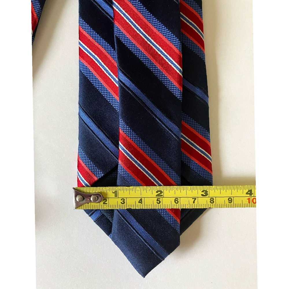 Vintage Silk Woven Stripe Men's Necktie in Blue R… - image 6