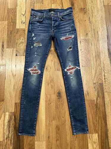 Amiri Amiri MX1 Red Paisley Dark Blue Denim Jeans 