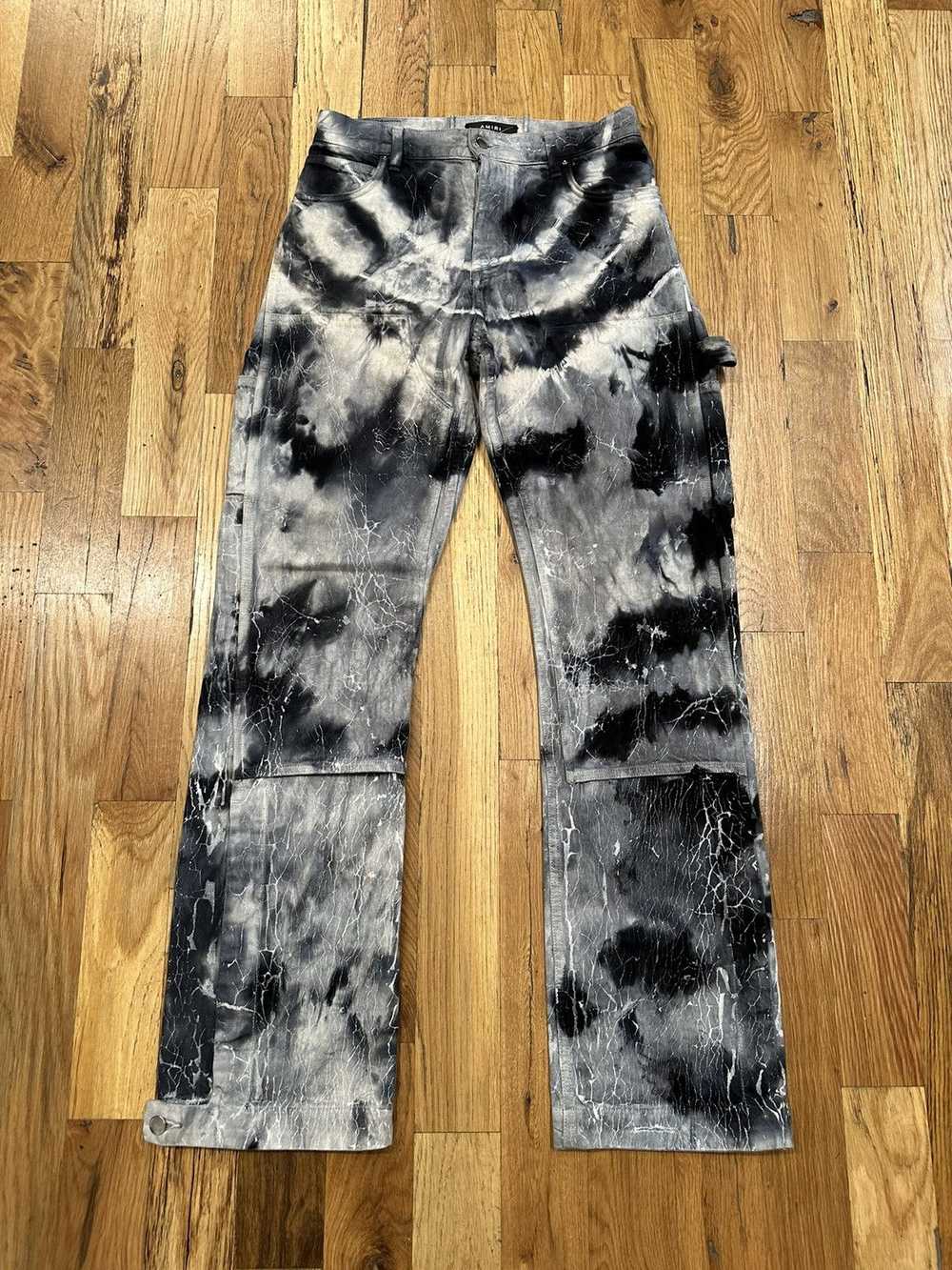 Amiri Amiri Dark Tie Dye Double Knee Cargo Pants … - image 1