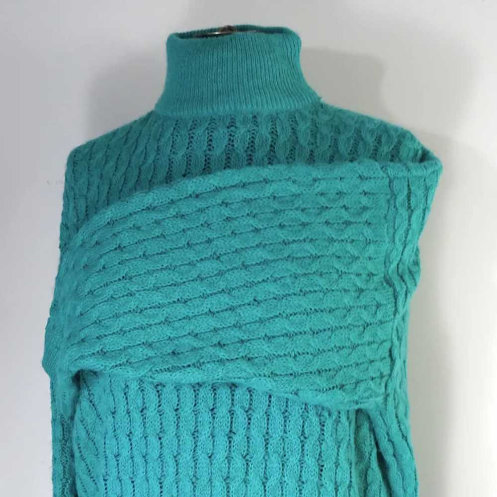 Esprit Sport 1990's Vintage Teal Blue Green Cable… - image 3