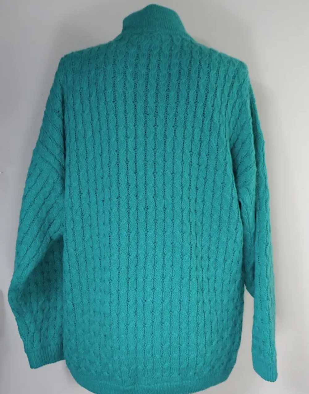 Esprit Sport 1990's Vintage Teal Blue Green Cable… - image 5