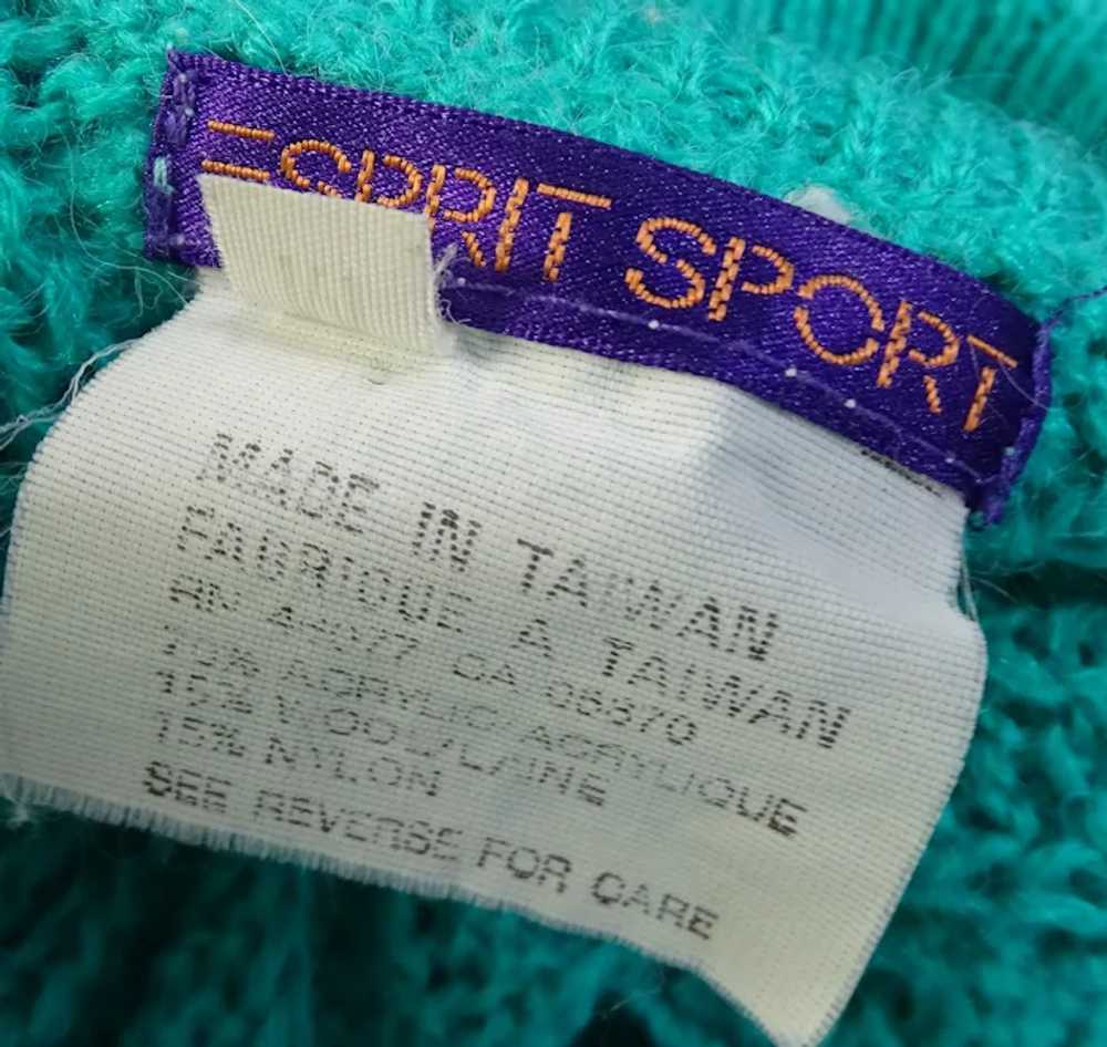 Esprit Sport 1990's Vintage Teal Blue Green Cable… - image 7