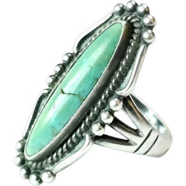 Navajo Turquoise Ring Vintage 1960s Sterling Turqu