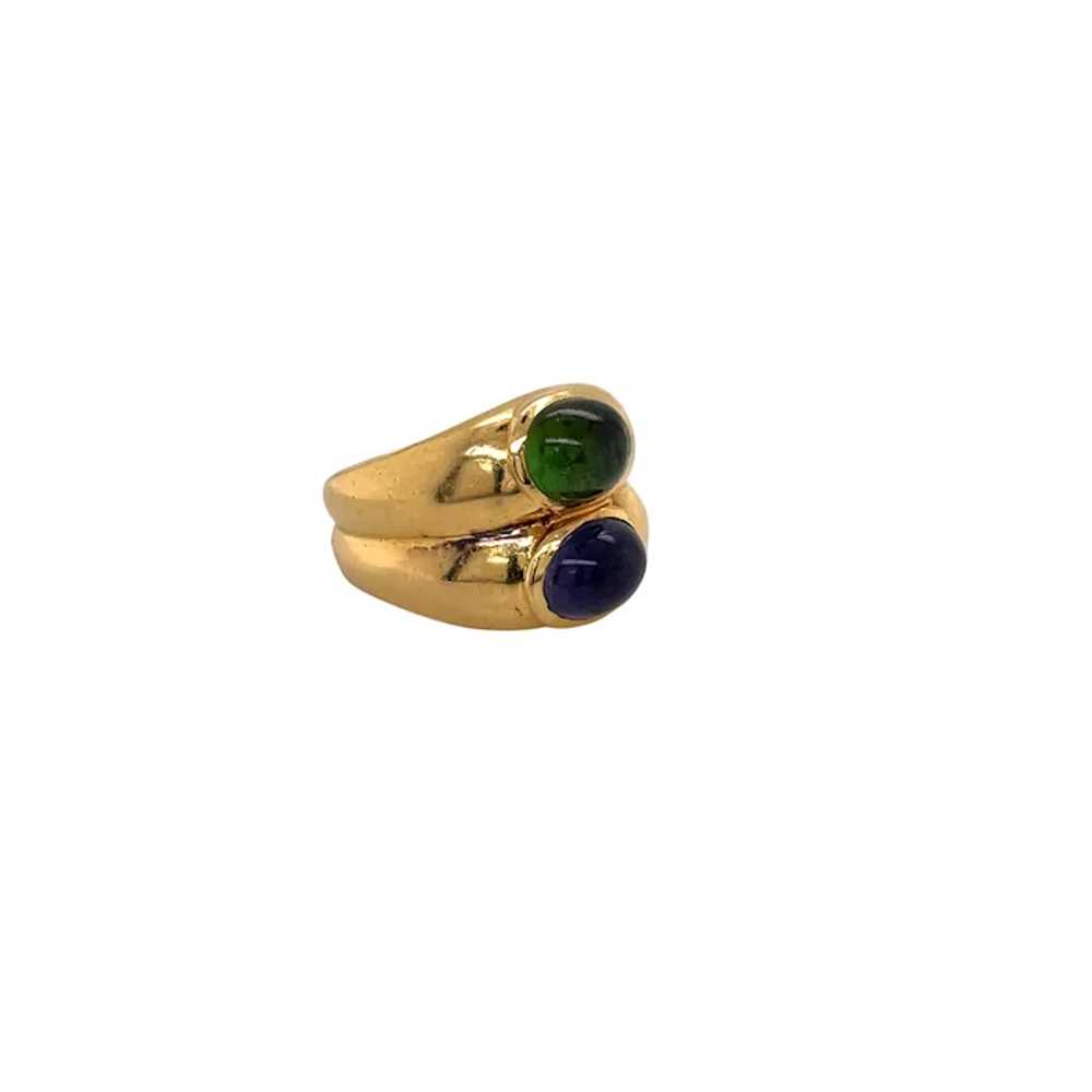 18K Yellow Gold Tourmaline and Iolite Ring - image 4