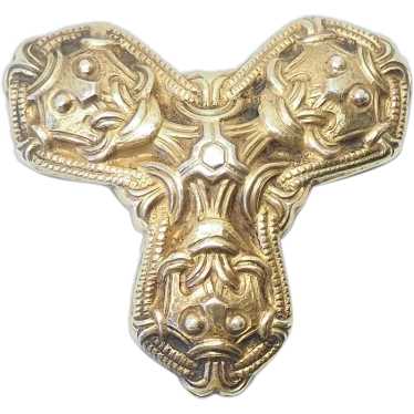 Ornate sterling silver pin pendant Viking repro b… - image 1