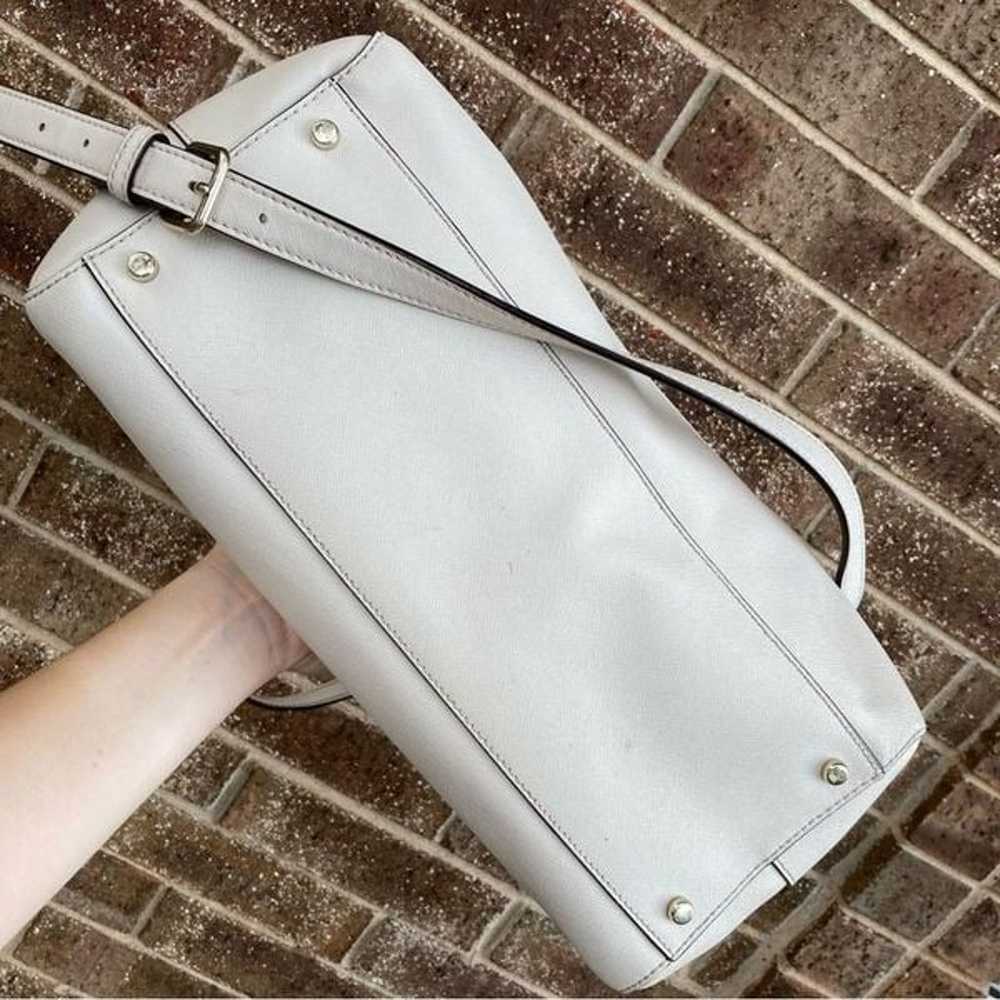 KATE SPADE White Leather XL Laptop Satchel Mulber… - image 5