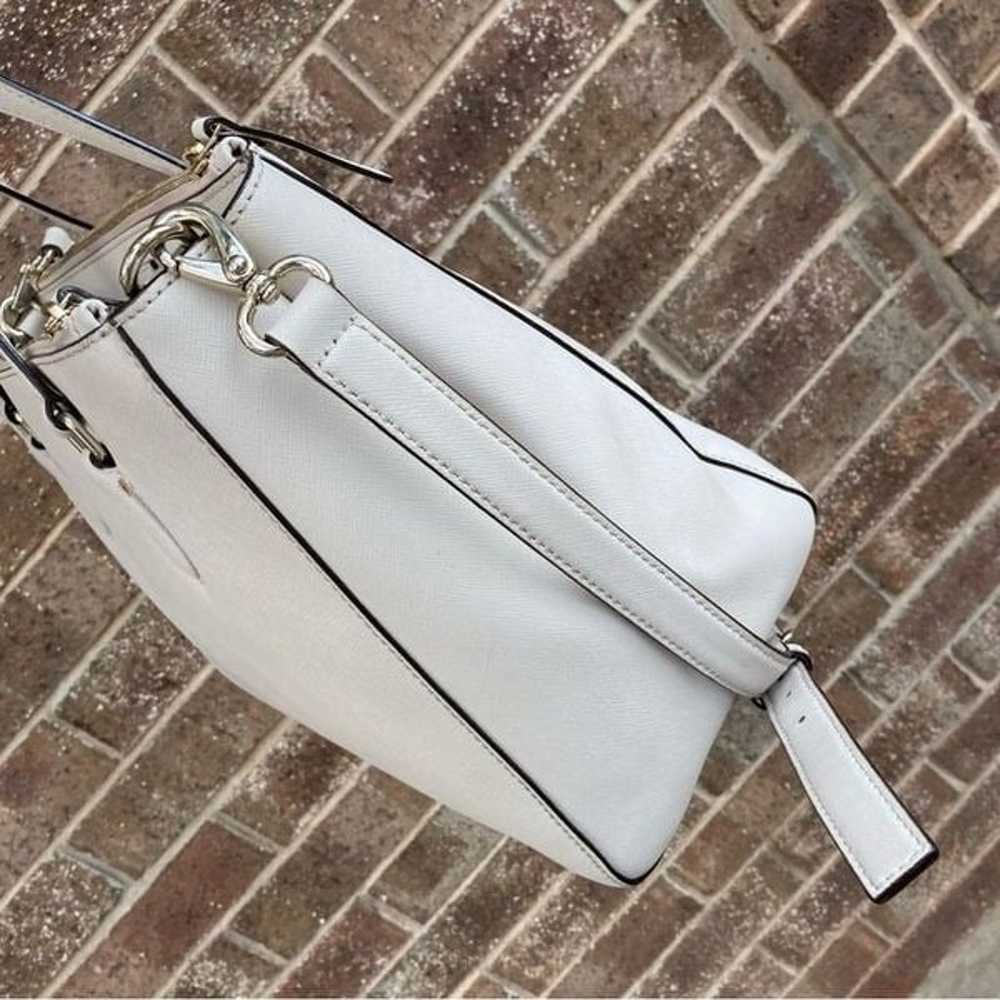 KATE SPADE White Leather XL Laptop Satchel Mulber… - image 7