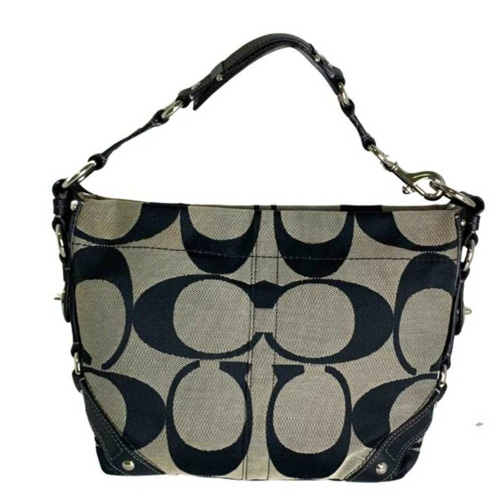 Coach Canvas Shoulder Bag Grey and Black Monogram - image 6