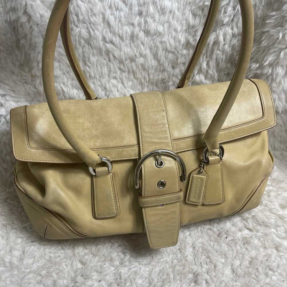 Coach Hampton Soho Camel Leather Handbag Silver t… - image 3