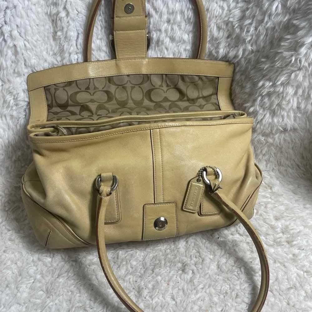 Coach Hampton Soho Camel Leather Handbag Silver t… - image 5