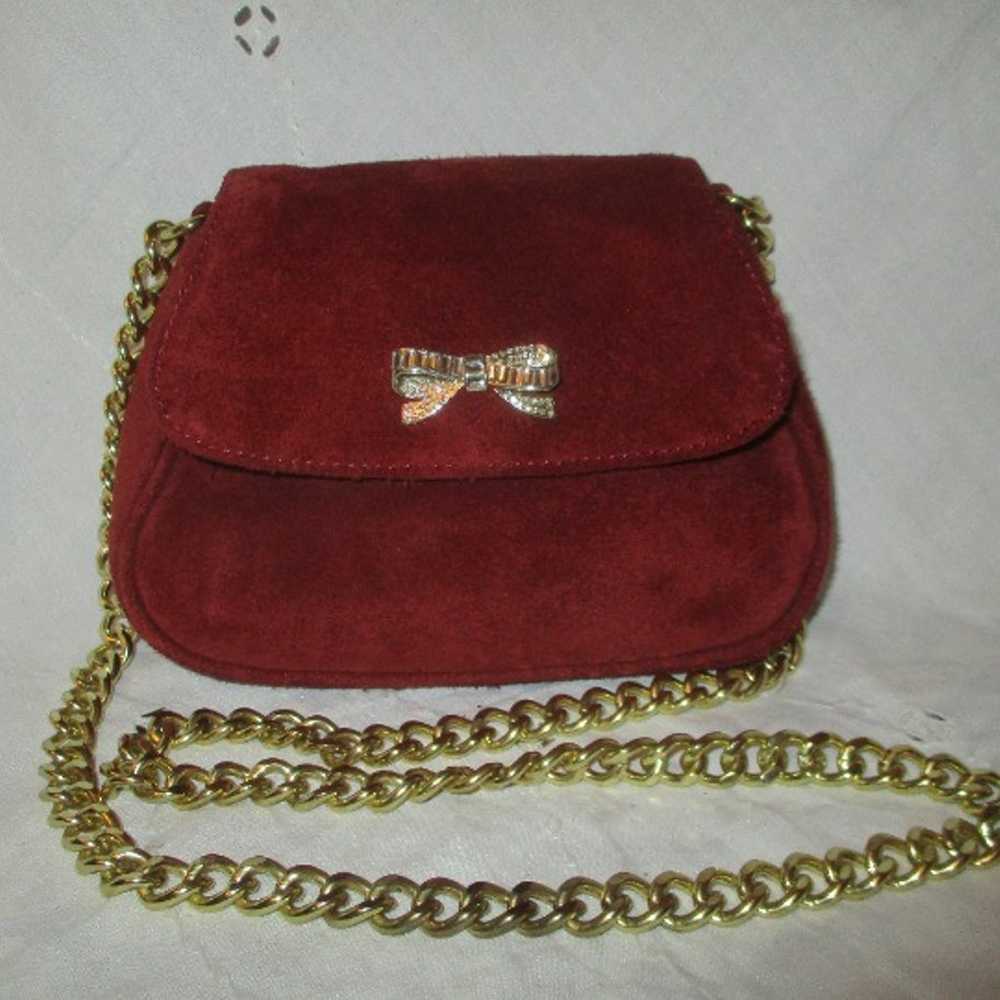 Talbots vintage burgundy suede shoulder/crossbody… - image 1