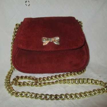 Talbots vintage burgundy suede shoulder/crossbody… - image 1