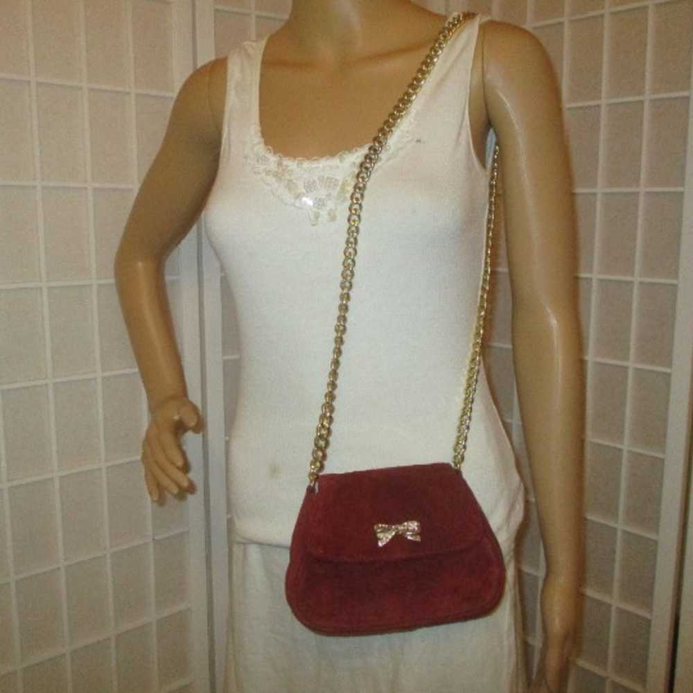 Talbots vintage burgundy suede shoulder/crossbody… - image 2