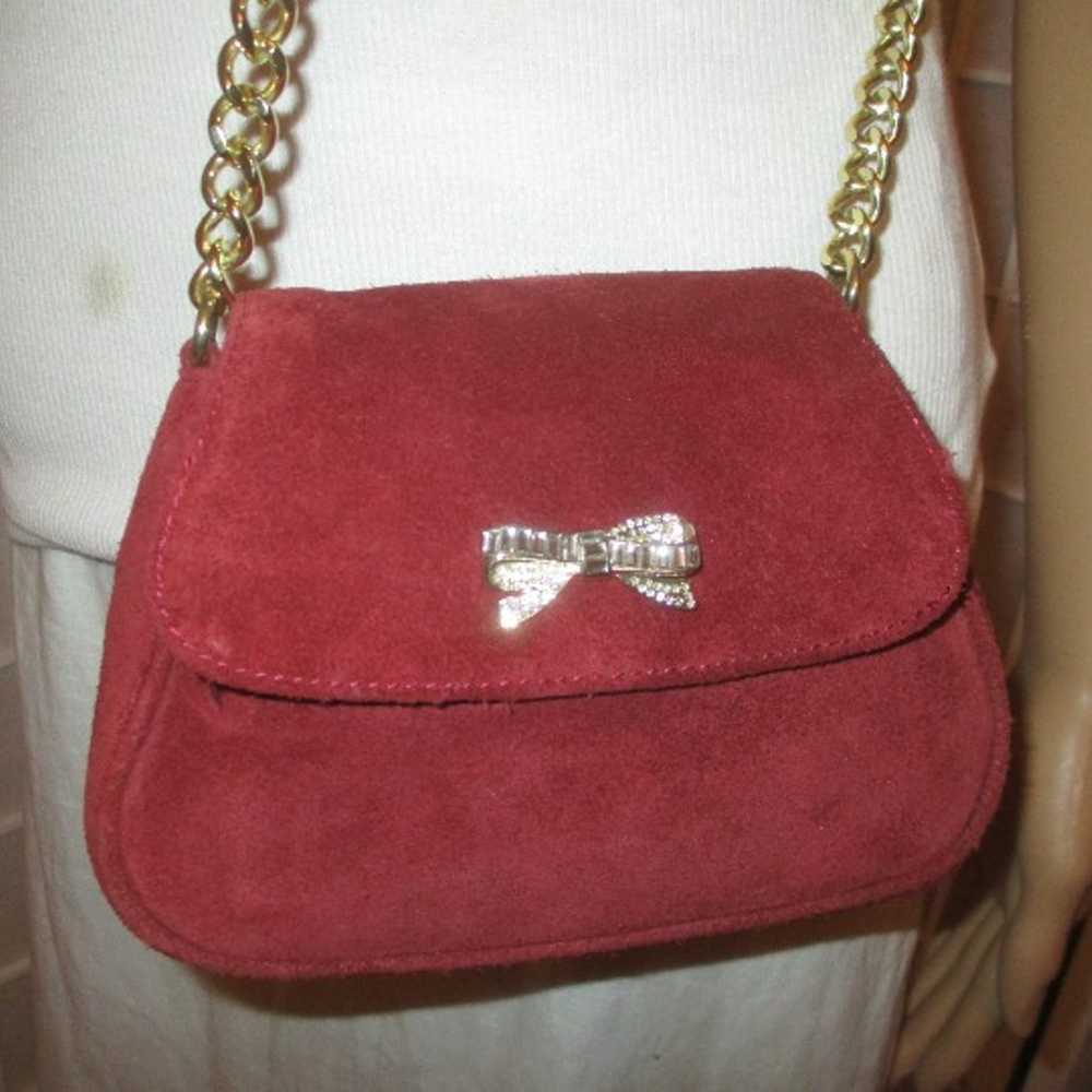 Talbots vintage burgundy suede shoulder/crossbody… - image 3