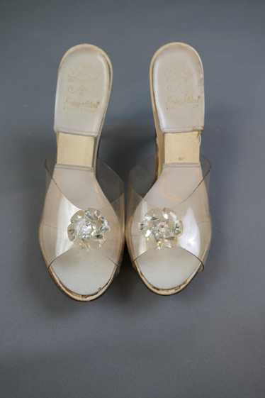 Vintage Springolators Mules, Carved Lucite Heels, 