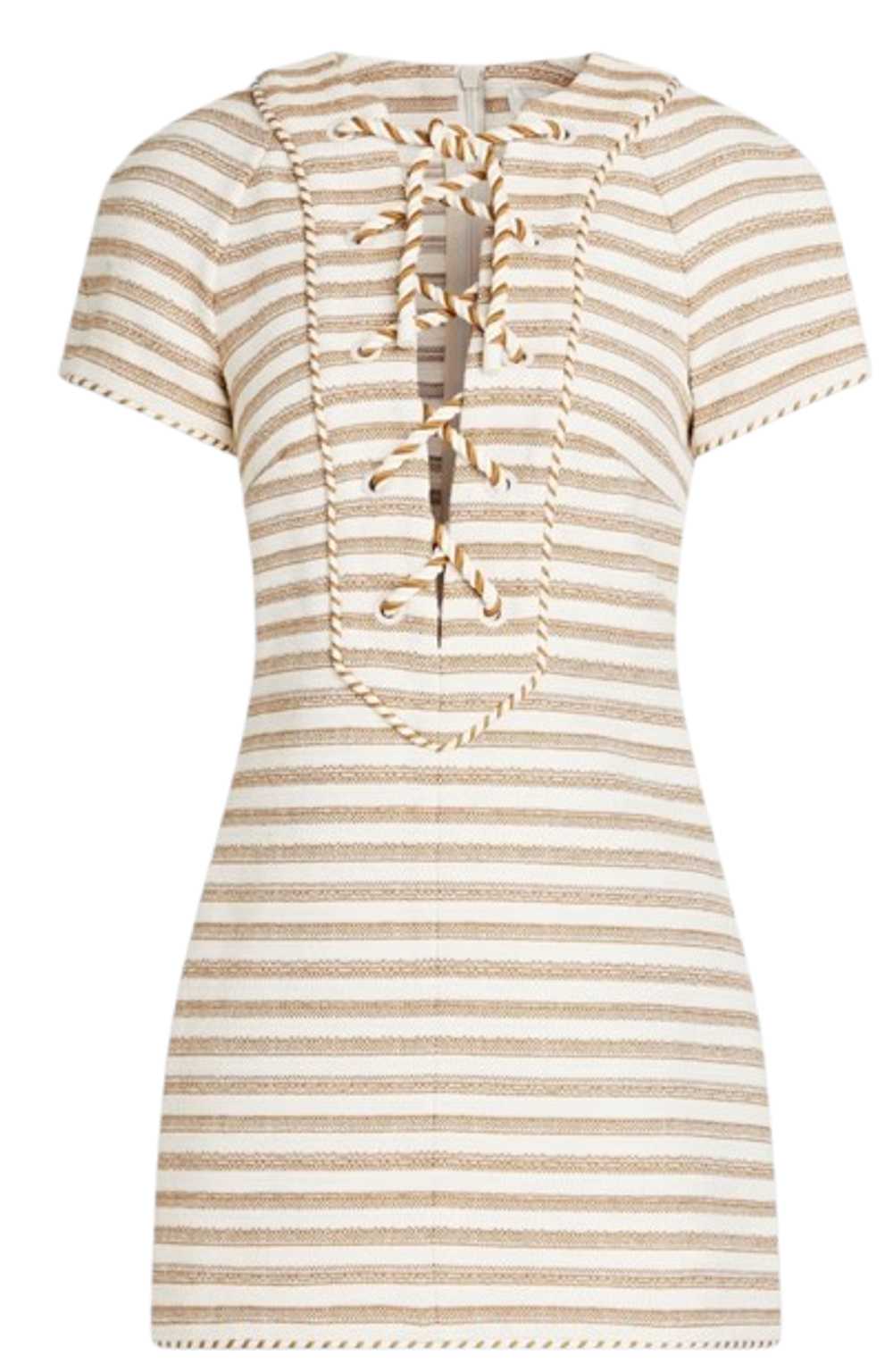 Product Details Zimmermann Beige Striped Lace Up … - image 1