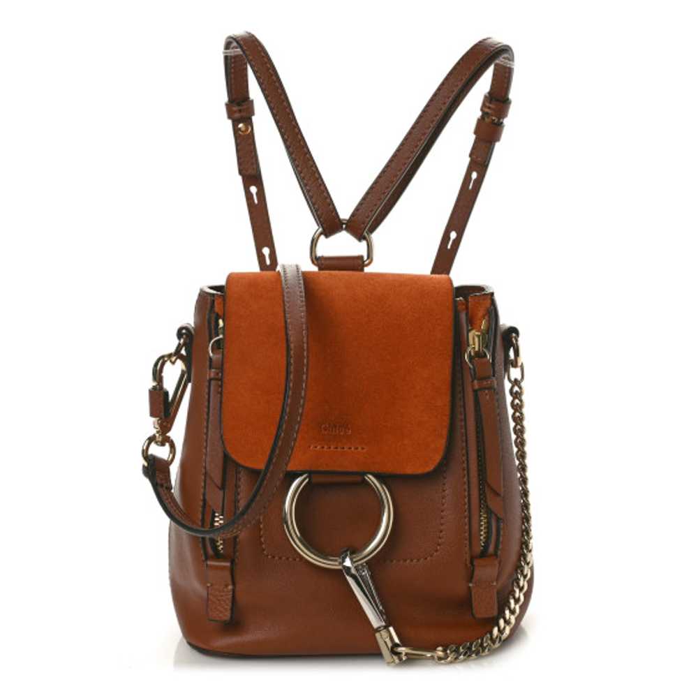 CHLOE Suede Calfskin Mini Faye Backpack Tan - image 1