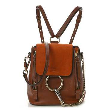 CHLOE Suede Calfskin Mini Faye Backpack Tan