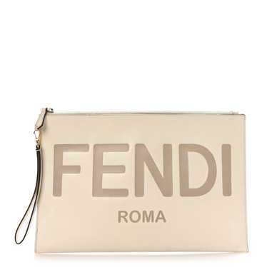 FENDI Vitello King Logo Embossed Large Flat Pouch… - image 1