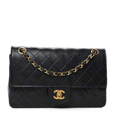 CHANEL Lambskin Quilted Medium Double Flap Black