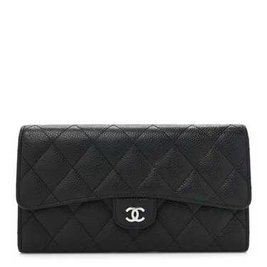 CHANEL Caviar Quilted Large Gusset Flap Wallet Bl… - image 1