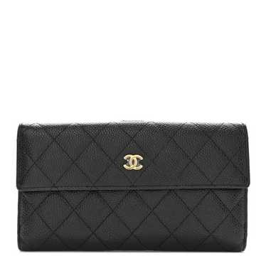 CHANEL Caviar Quilted Large Gusset Flap Wallet Bl… - image 1