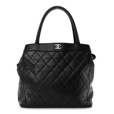 CHANEL Lambskin Quilted Shopping Tote Black