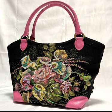 Think Bee! Sinkubii Kara Handbag Embroidery Black… - image 1