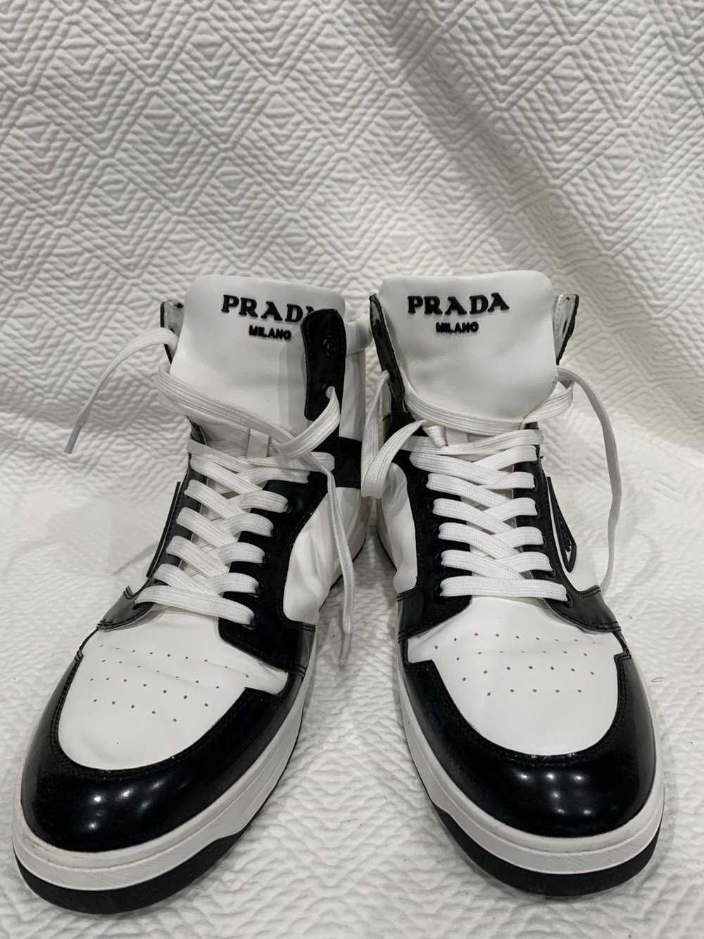 Prada Prada Milano High Top Sneakers black and wh… - image 4